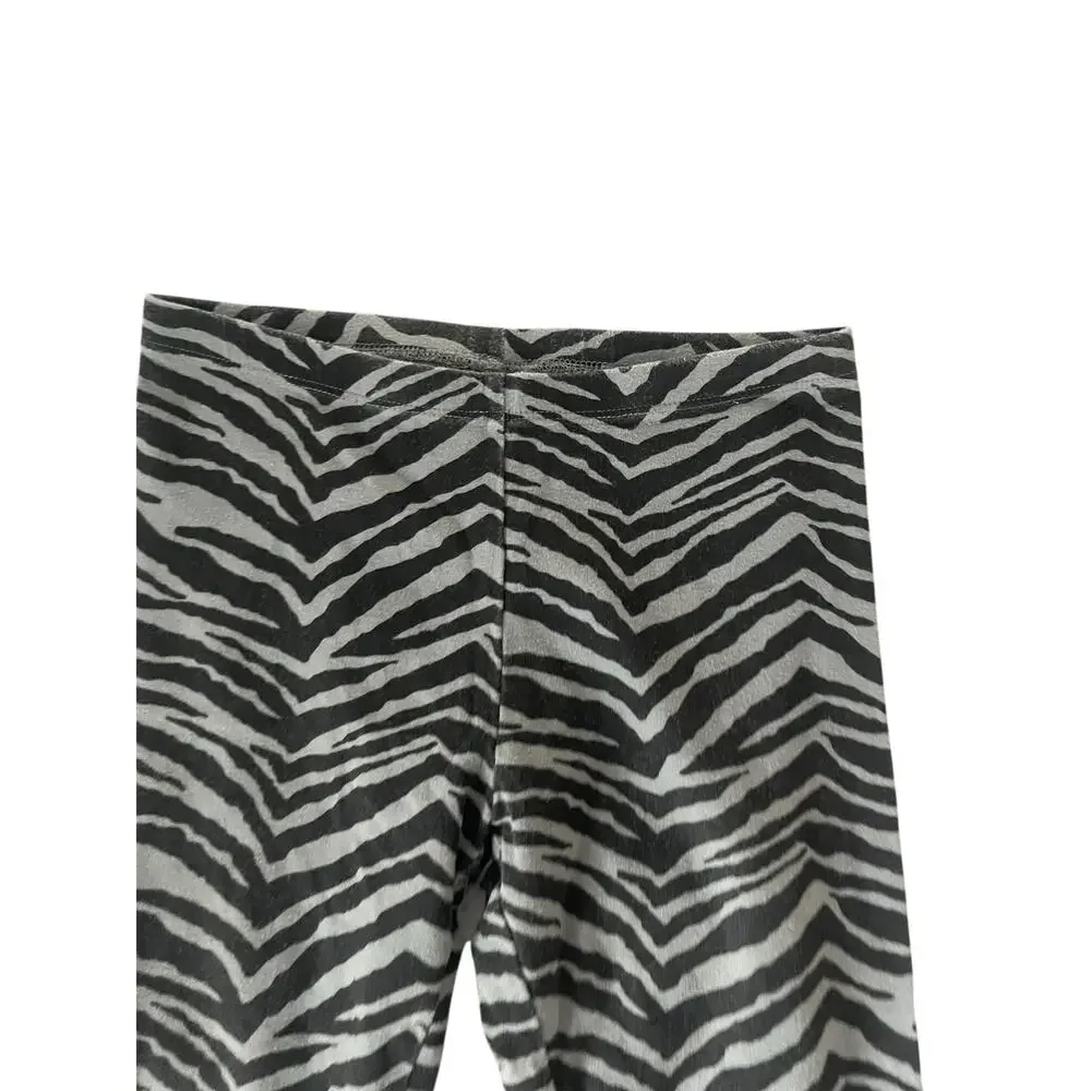 Faded Glory Girls Black Gray Zebra Animal Print Leggings Youth Size Medium 7-8